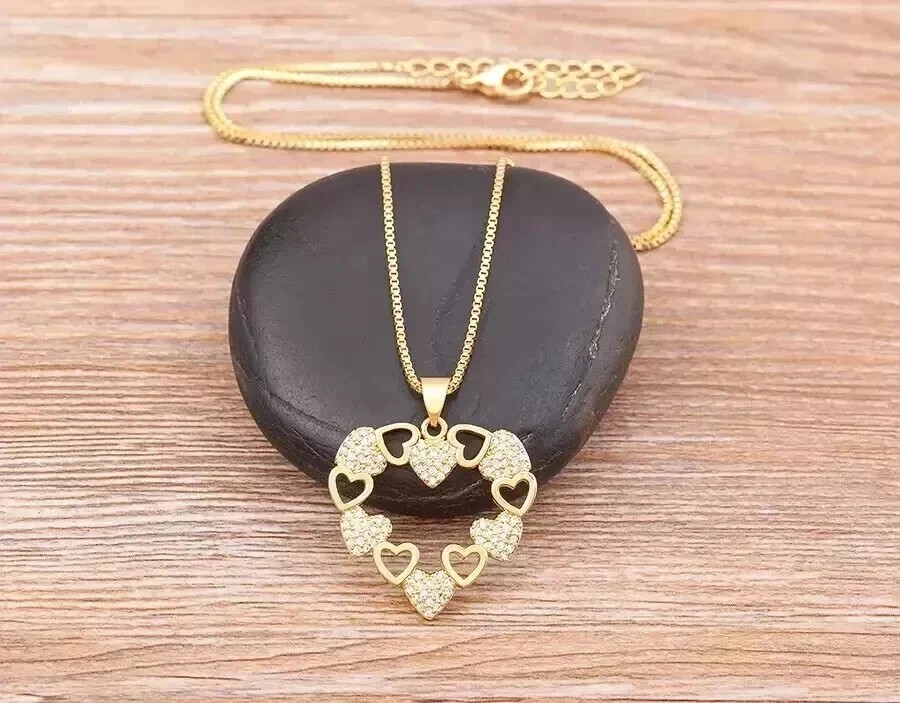 Silver Round Cut Simulated Diamond Women’s Heart Pendant 14K Yellow Gold Plated
