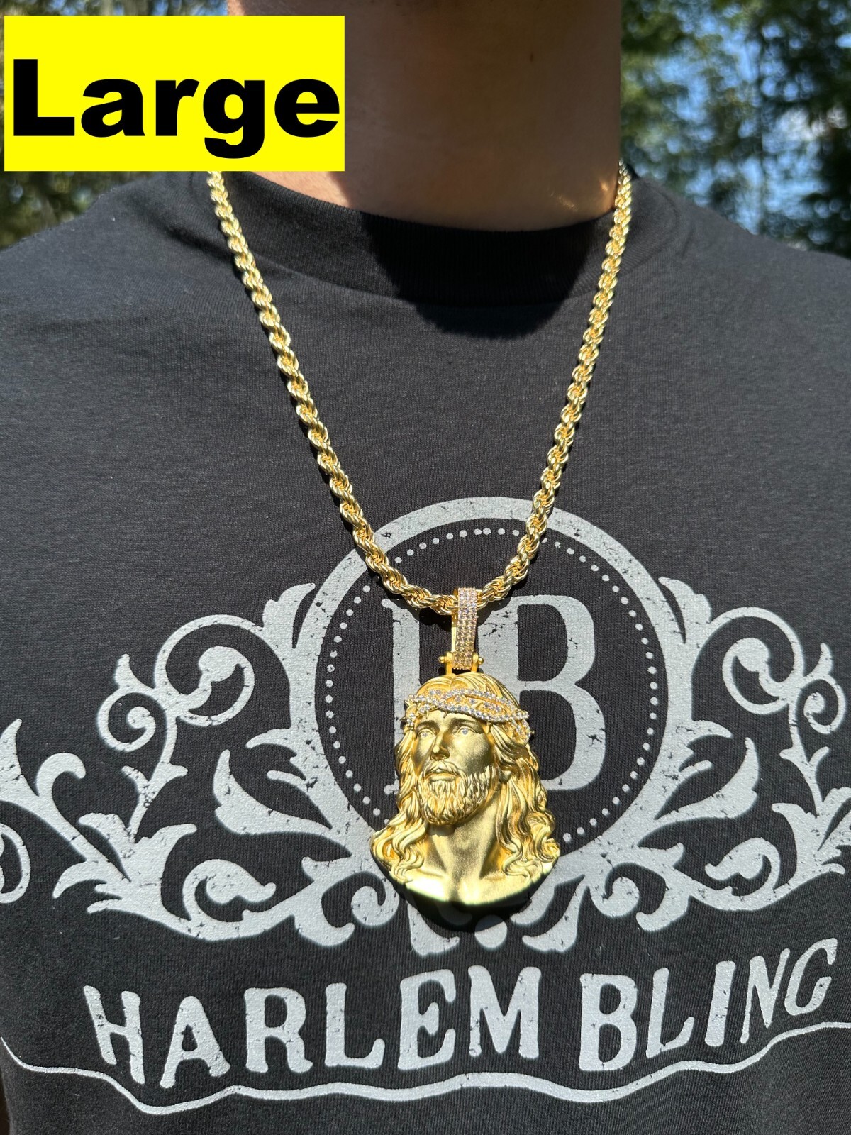 Solid 925 Silver 14k Gold Vermeil MOISSANITE Jesus Piece Iced Pendant Necklace