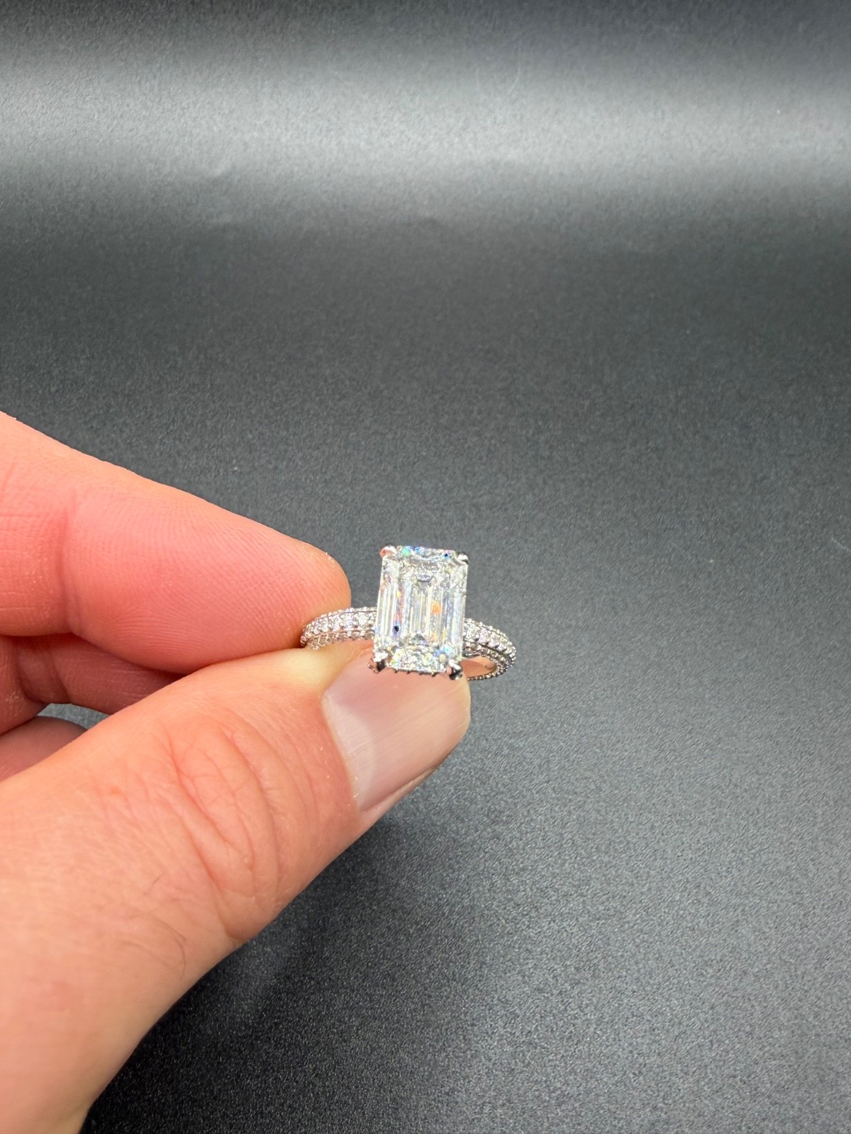 lab created diamond engagement ring 14k white gold