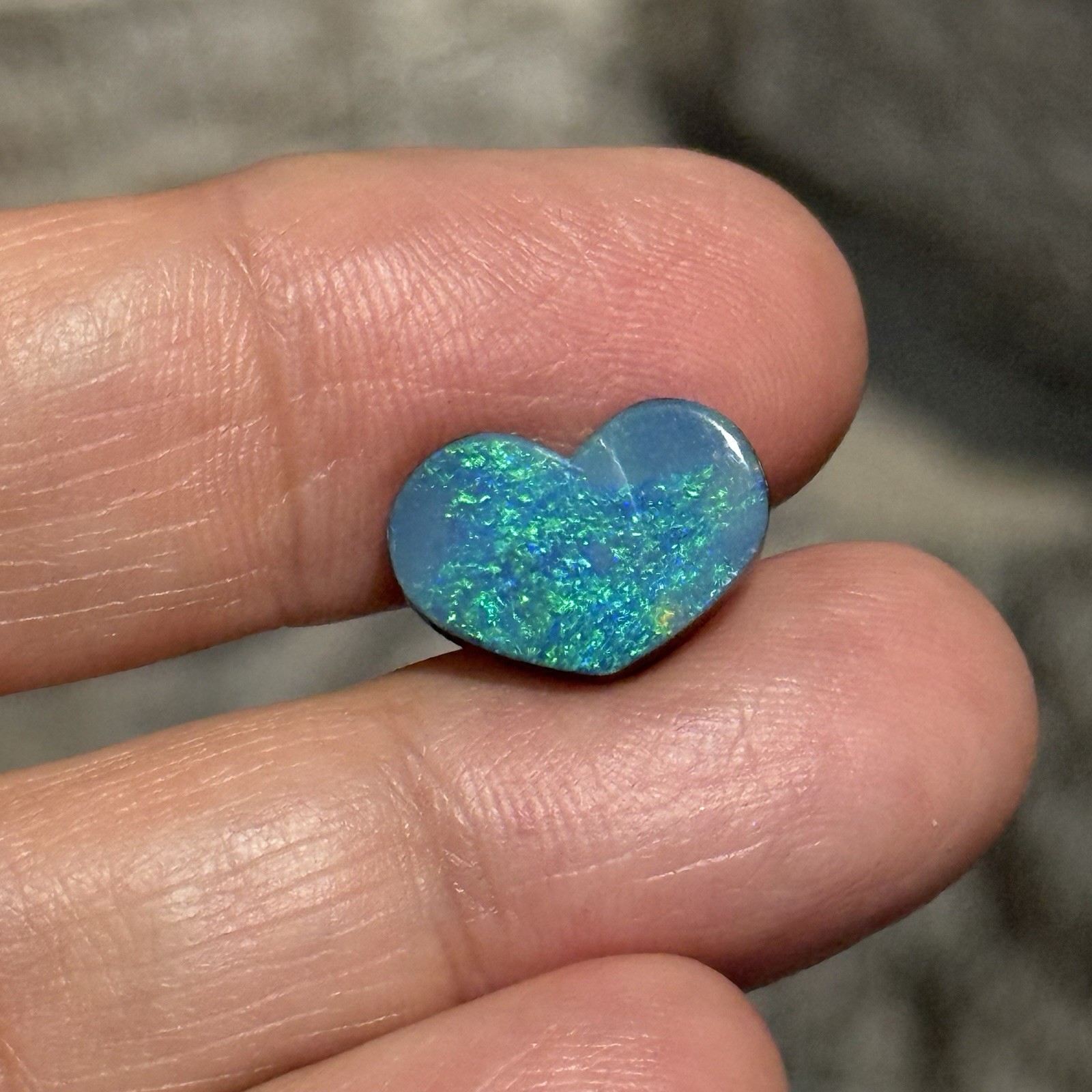 SALE 4.7ct 14x10x3mm Blue Green Australian Doublet Opal Heart Cabochon Gem