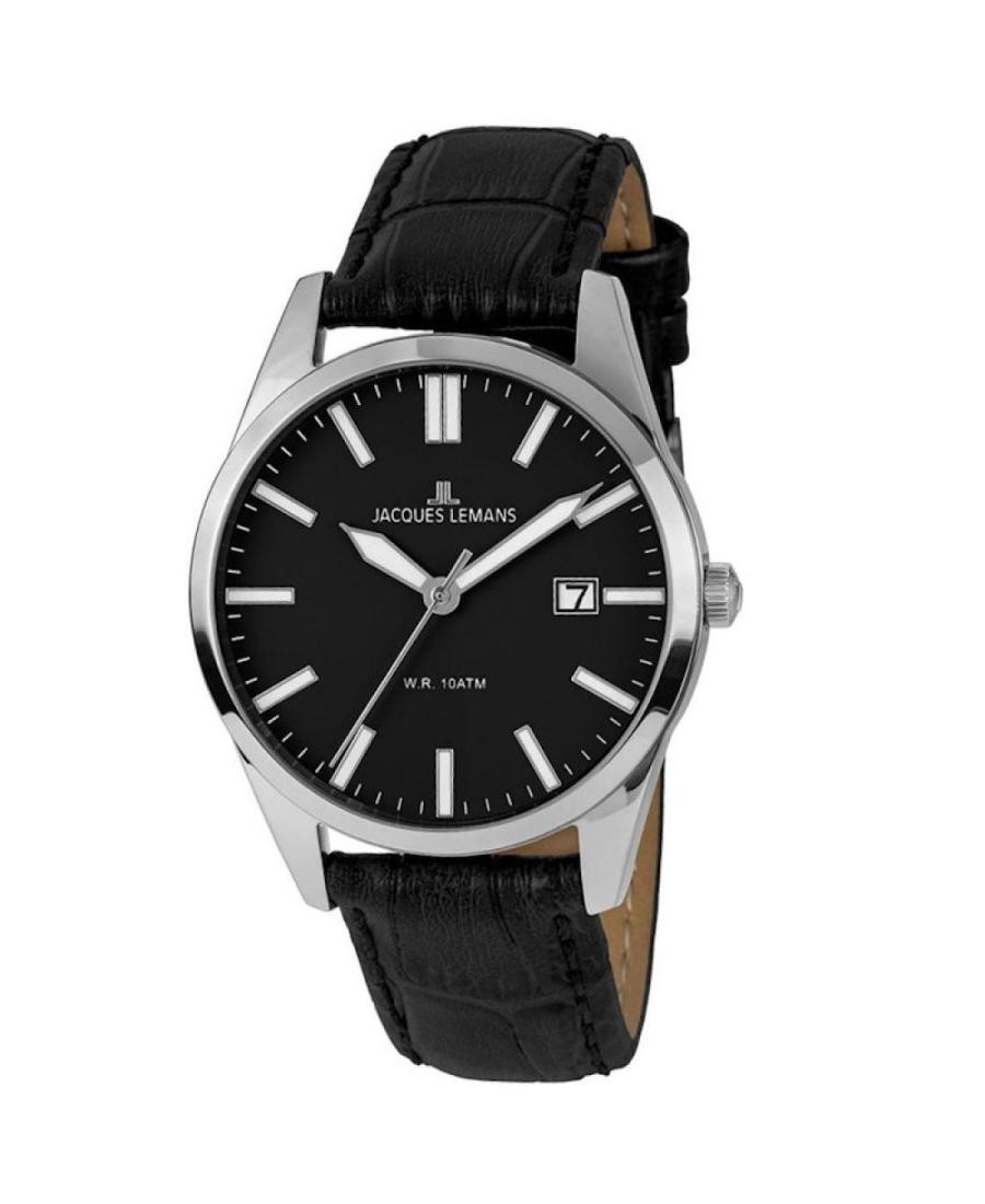 JACQUES LEMANS Men Analog Quartz Casual Watch Classic Dress Black Dial Waterproo