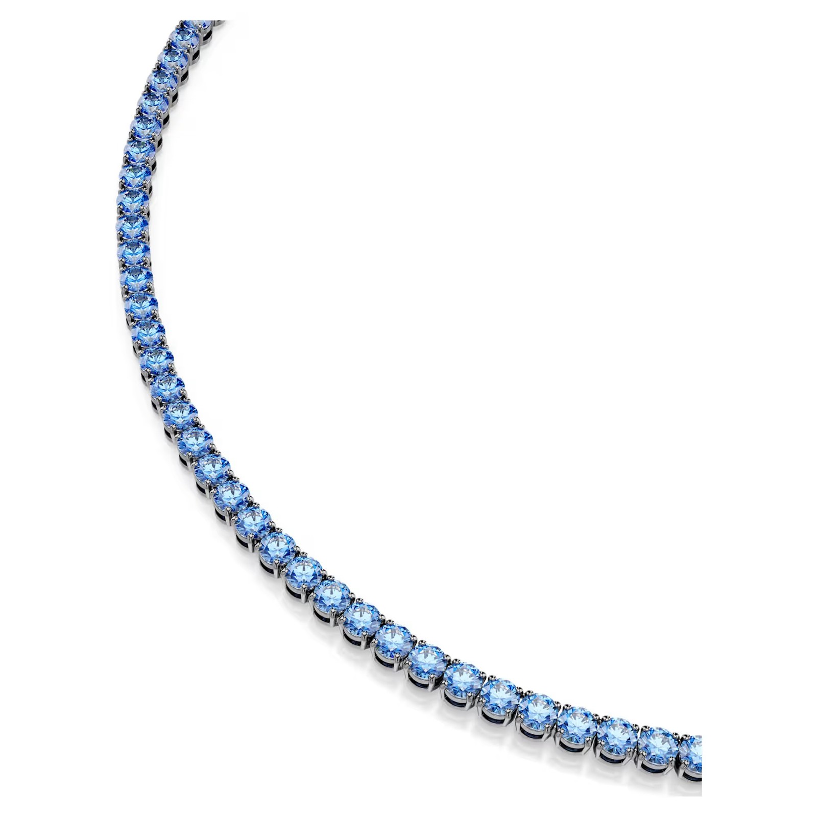 Swarovski Matrix Tennis Necklace, Round Cut, Blue, Ruthenium Plated 5743450
