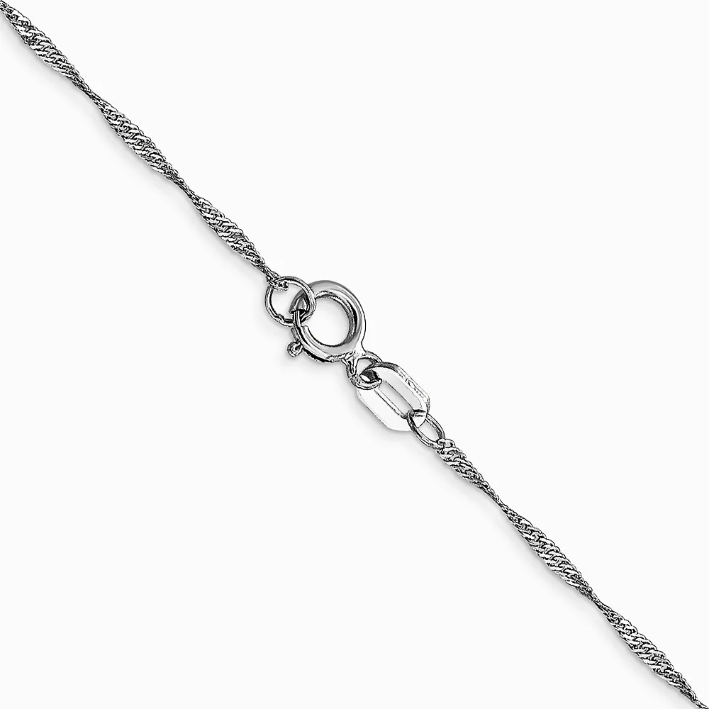 10K White Gold 1mm Carded Singapore Chain Necklace 16″-24″