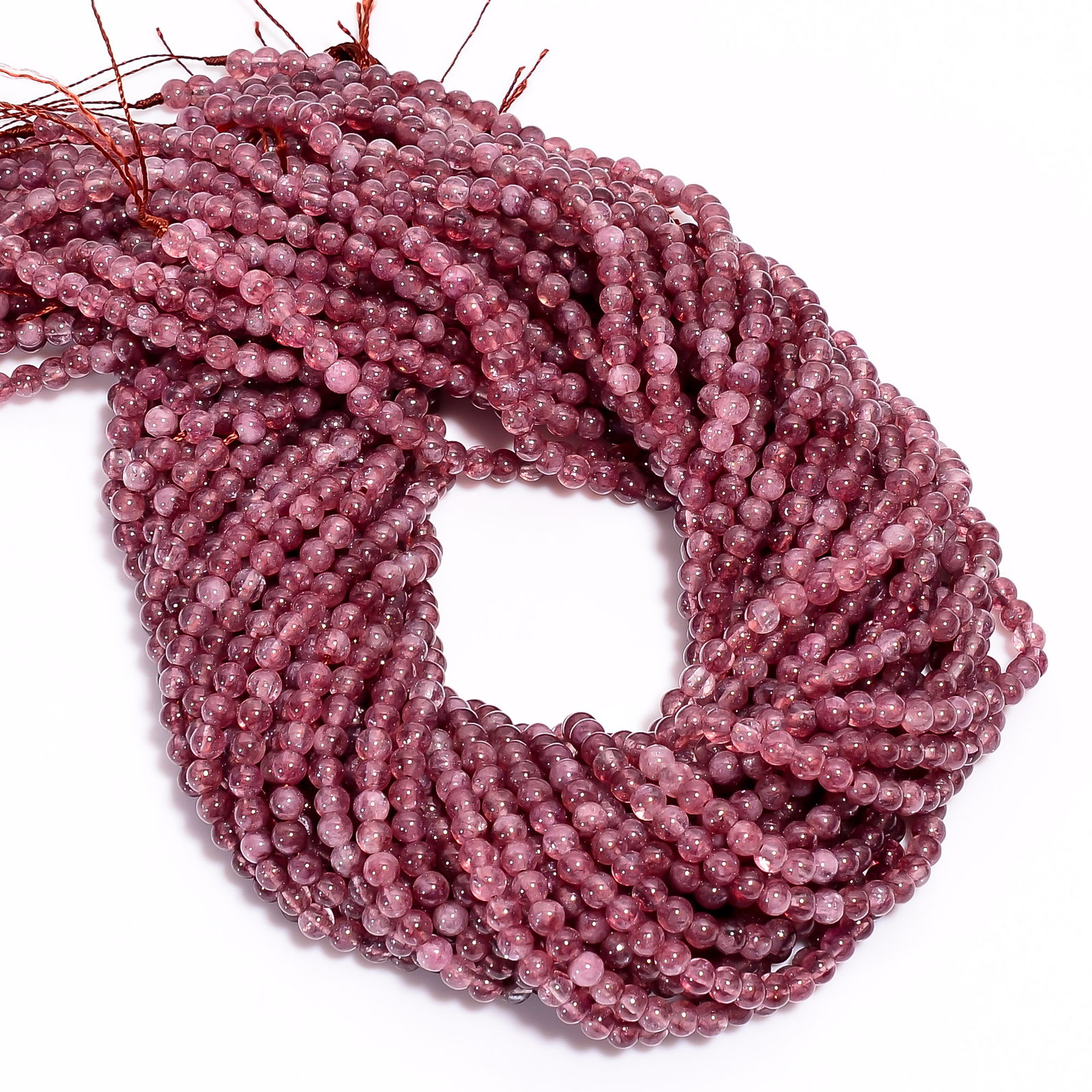 Natural Pink Tourmaline Gemstone Round Smooth Beads 4X4.5 mm Strand 15″ EB619