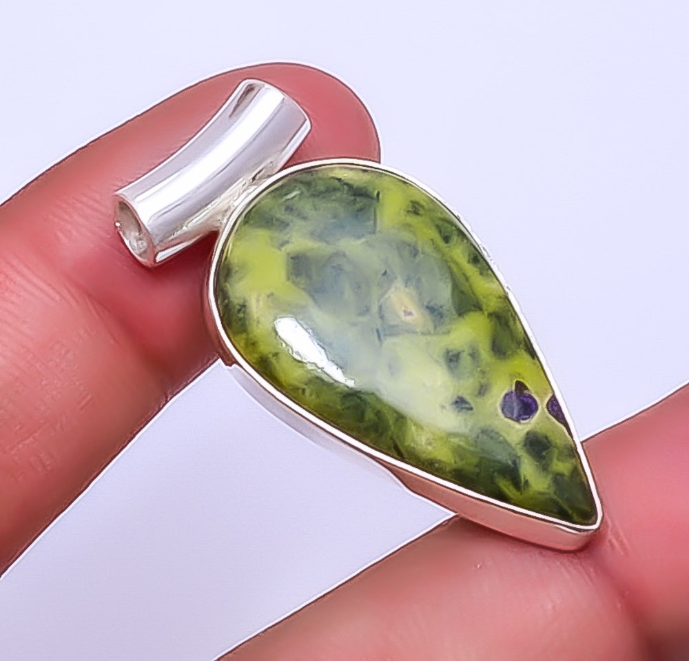 Stichtite 925 Sterling Silver Pendant 1.56″ P14220, Christmas Gift