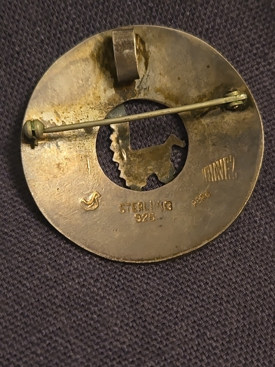 Peru sterling pin brooch pendant alpaca Chavez