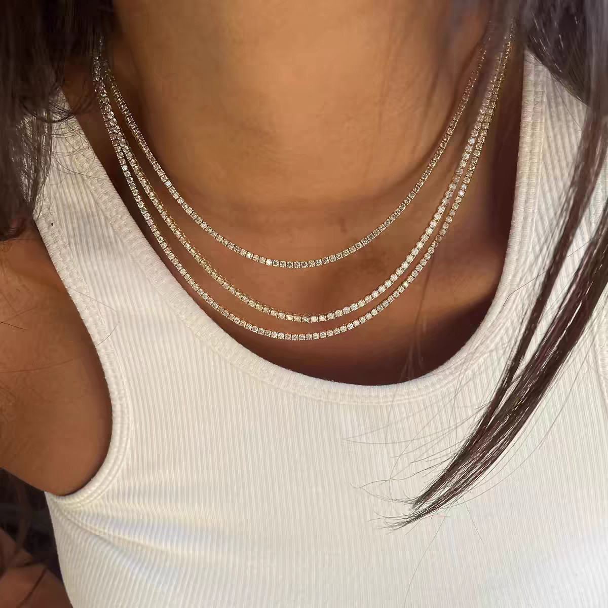 2.5-6.5mm Certified Moissanite Tennis Chain Necklace 925 Solid Silver Women Men