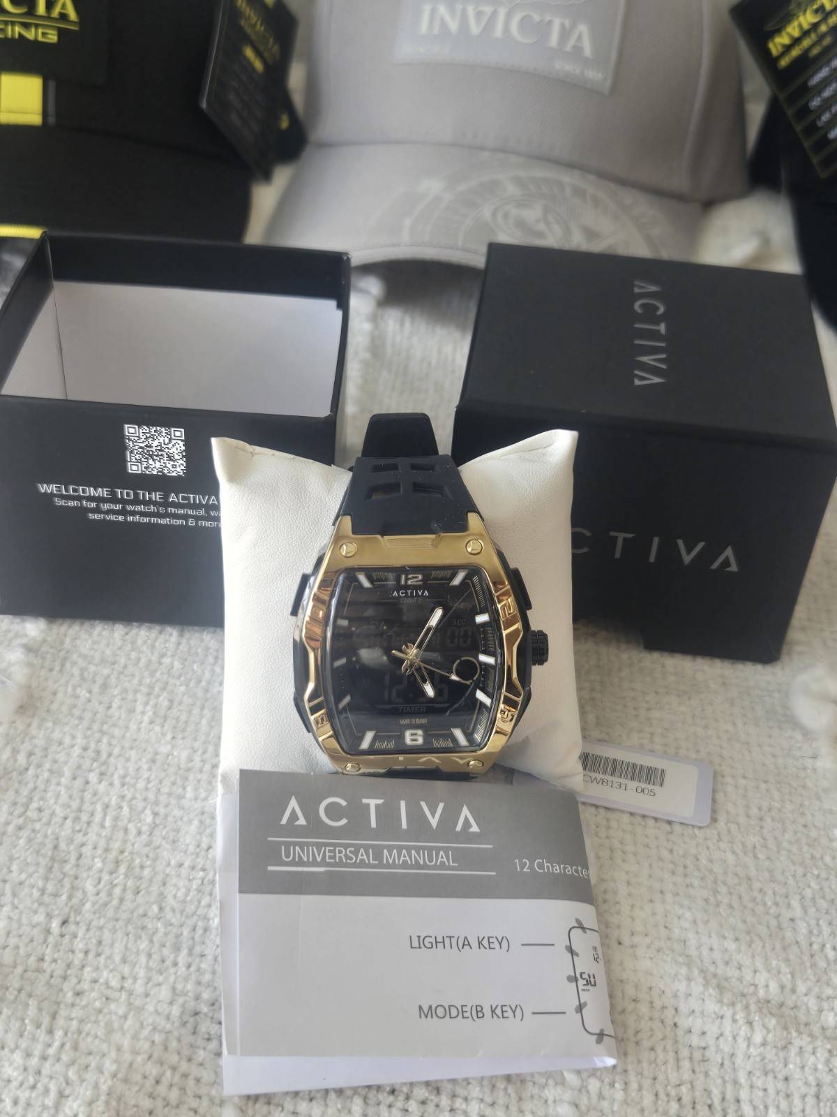 Activa Date Analog-Digital Quartz Sport Watch 50mm Alarm Timer Backlight Box