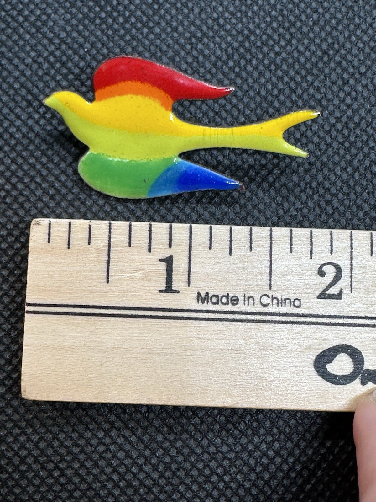Multicolor Rainbow Enamel Bird Pin Brooch, Birds Theme, 1 3/4 in Length