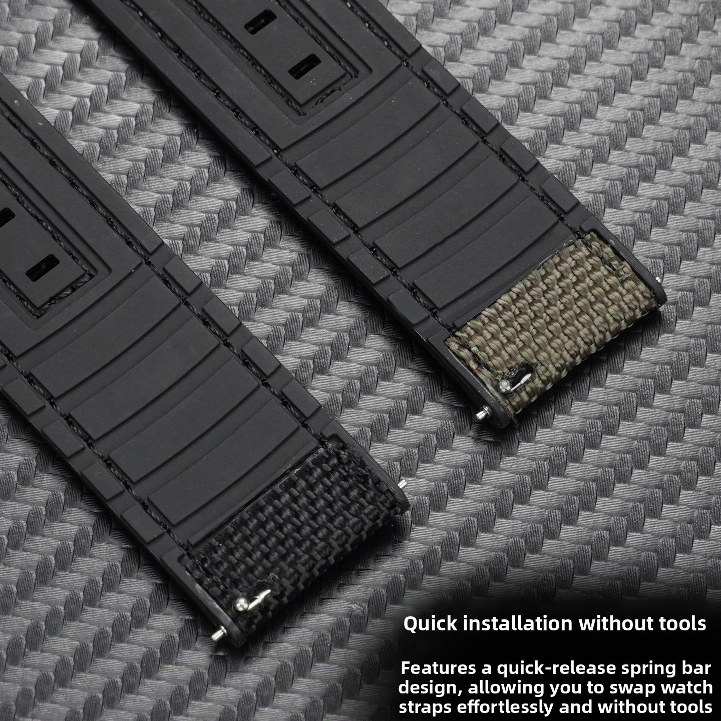 For Tissot Quickster T125617A Nylon Canvas Rubber Watch Strap Quick Release 22mm