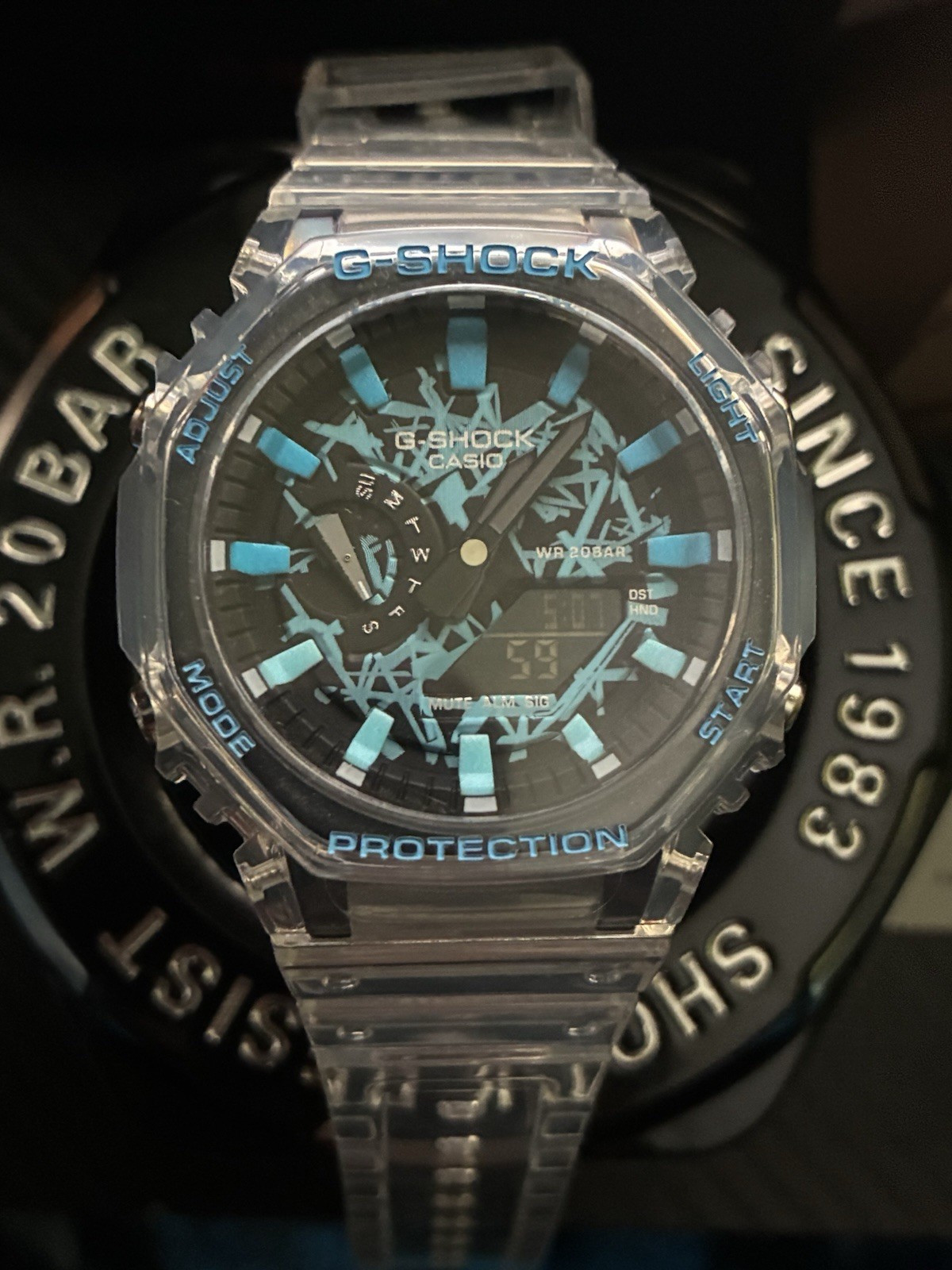 Casio G-SHOCK Analog/Digital Quartz 45mm Clear Resin Strap 200m Box Manual