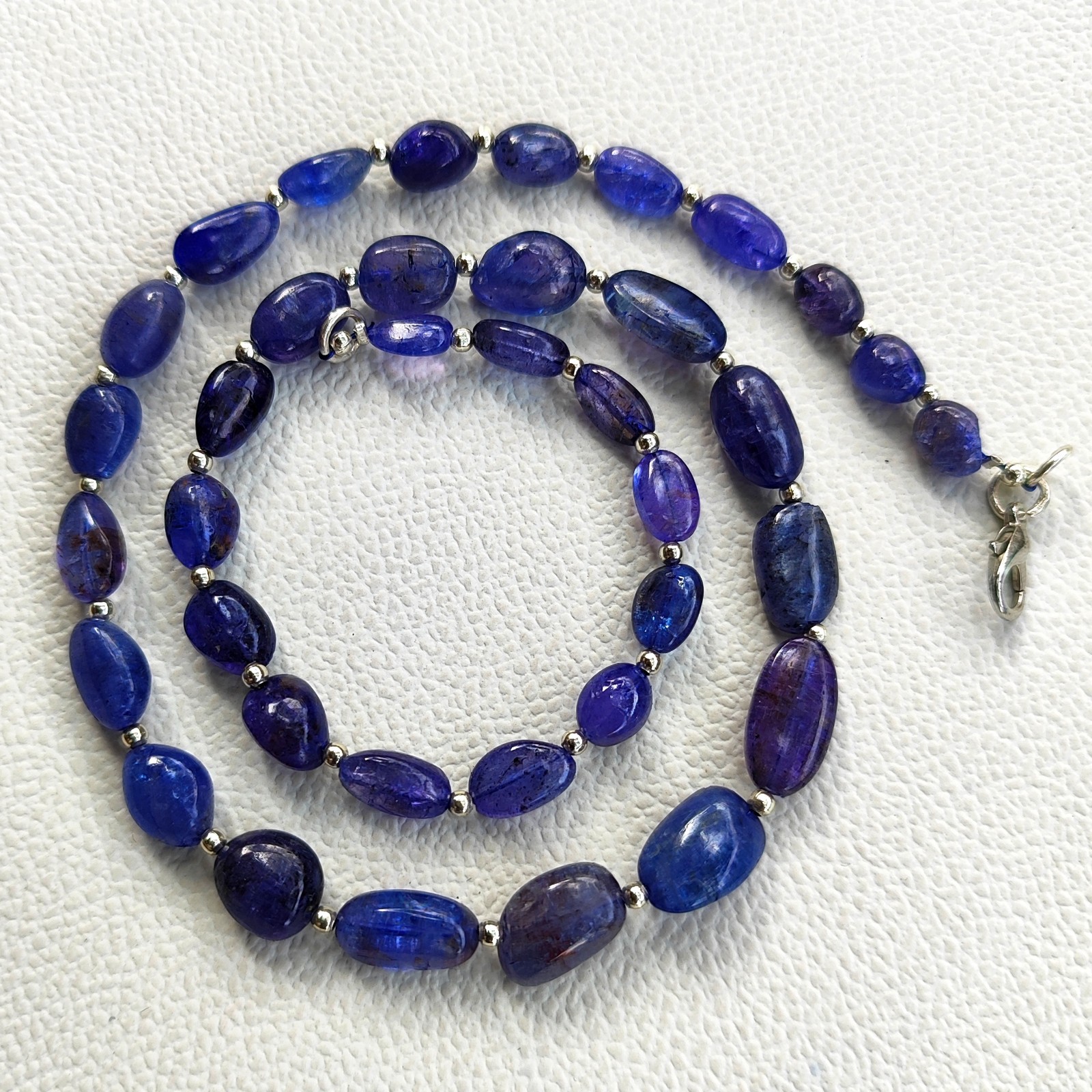 Tanzania Bicolor Tanzanite Smooth Nugget Beads Necklace 17.5 Inch 9-12mm Gems