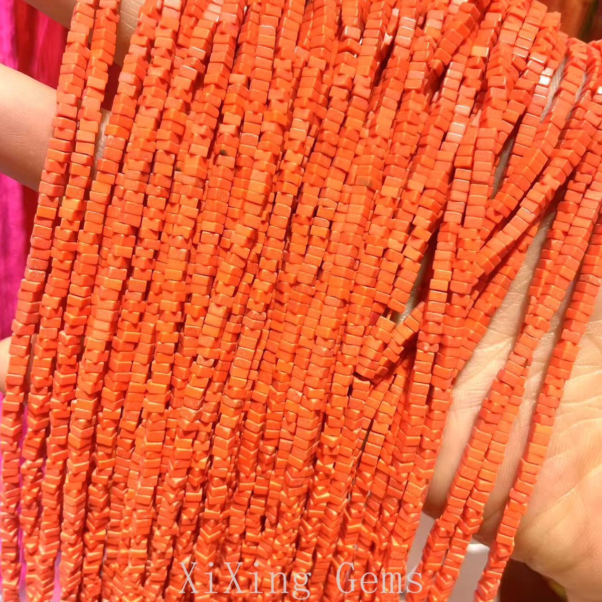 1x2mm Deep Orange Red Turquoise Flat Square Disc Spacer Beads for Jewelry Making