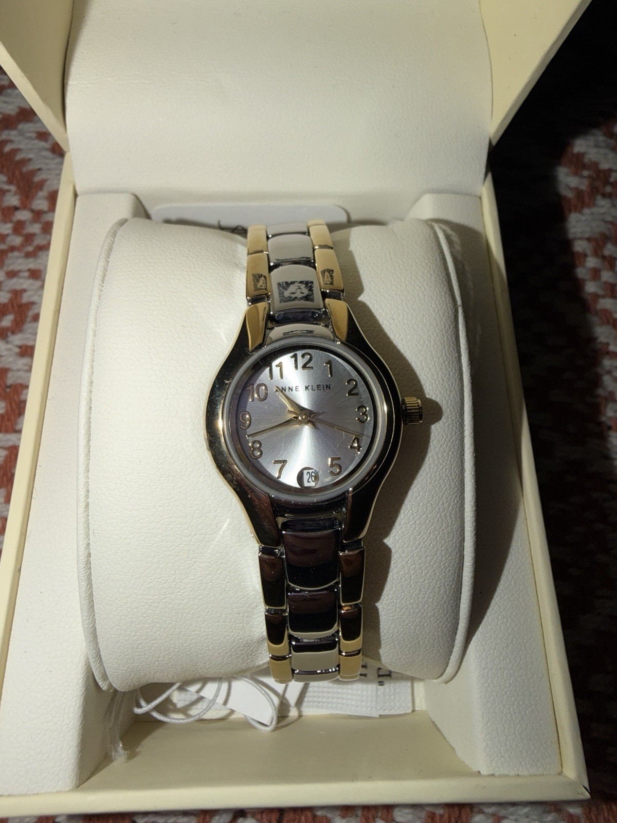 Anne Klein Women’s Analog Quartz Watch Two-Tone Black/Gold Bracelet Date Box