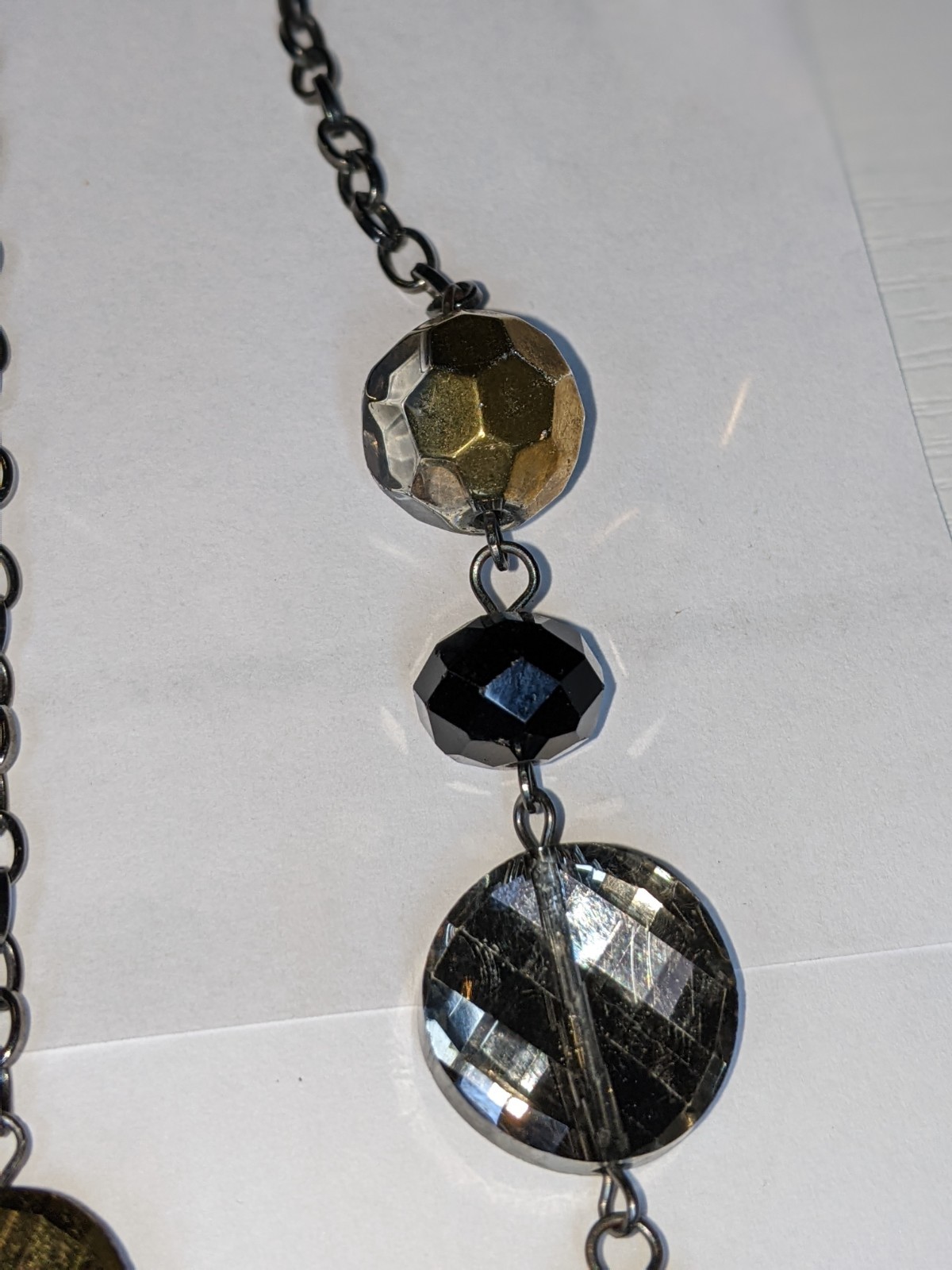Women Necklace 2 Strand Black Gray Yellow Beads Stone Costume Jewelry Statement