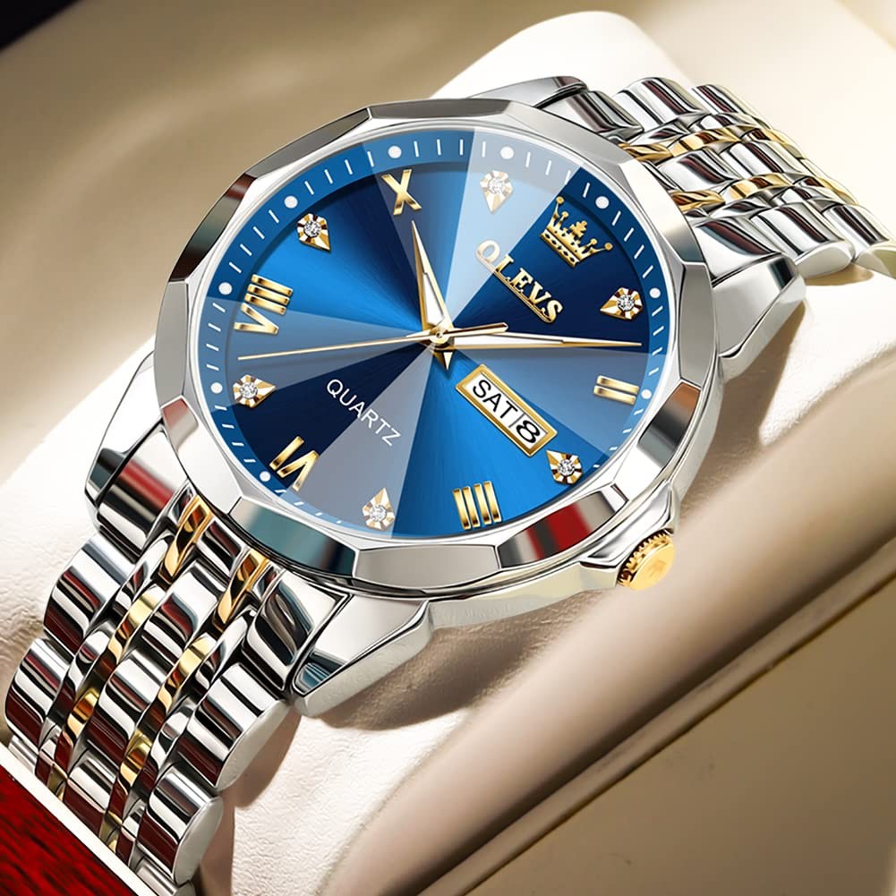 OLEVS Watch for Men Diamond Business Steel Waterproof Luxury Casual Wrist Watch