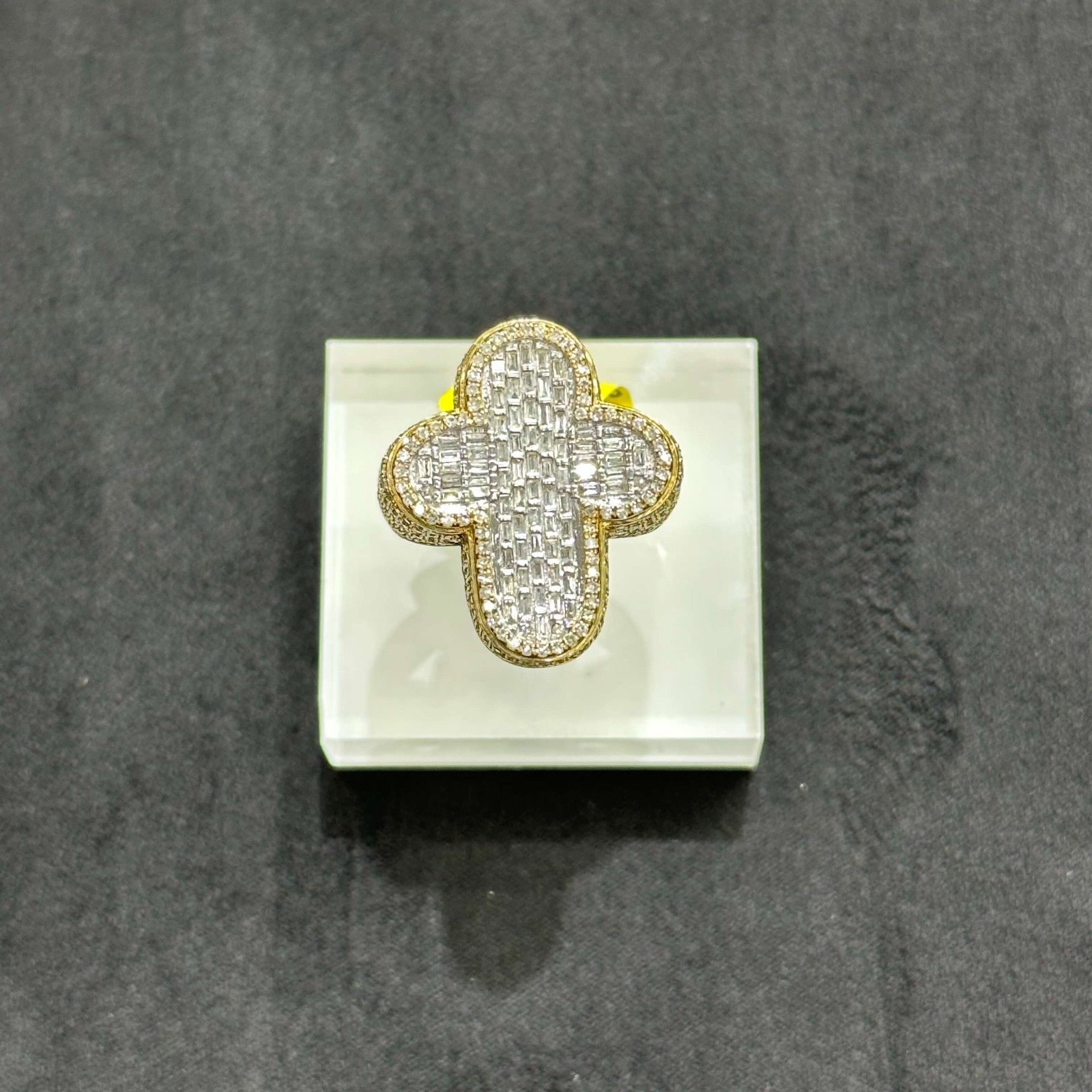 Solid Cross Ring 2.03 ctw Genuine Diamonds with 10k Real Gold ALL SIZES