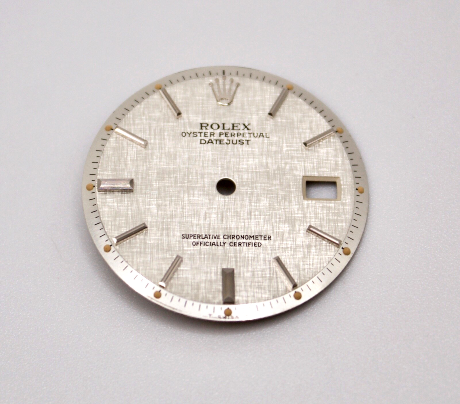 ORIGINAL Rolex Dial 36mm Datejust Silver S/S w Date Linen 1600/1601/1603 Swiss