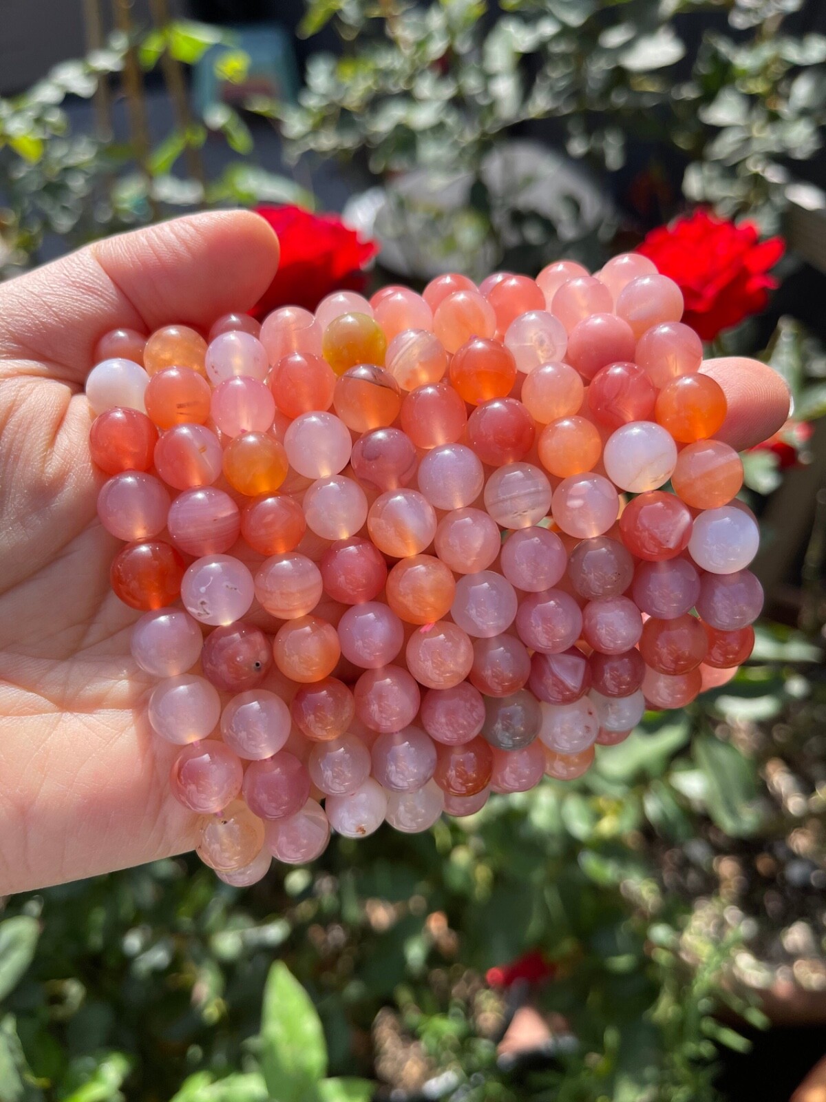 Yan Yuan Agate Bracelet 2 Pieces Set 9mm Stretchy Round Beaded Bracelet