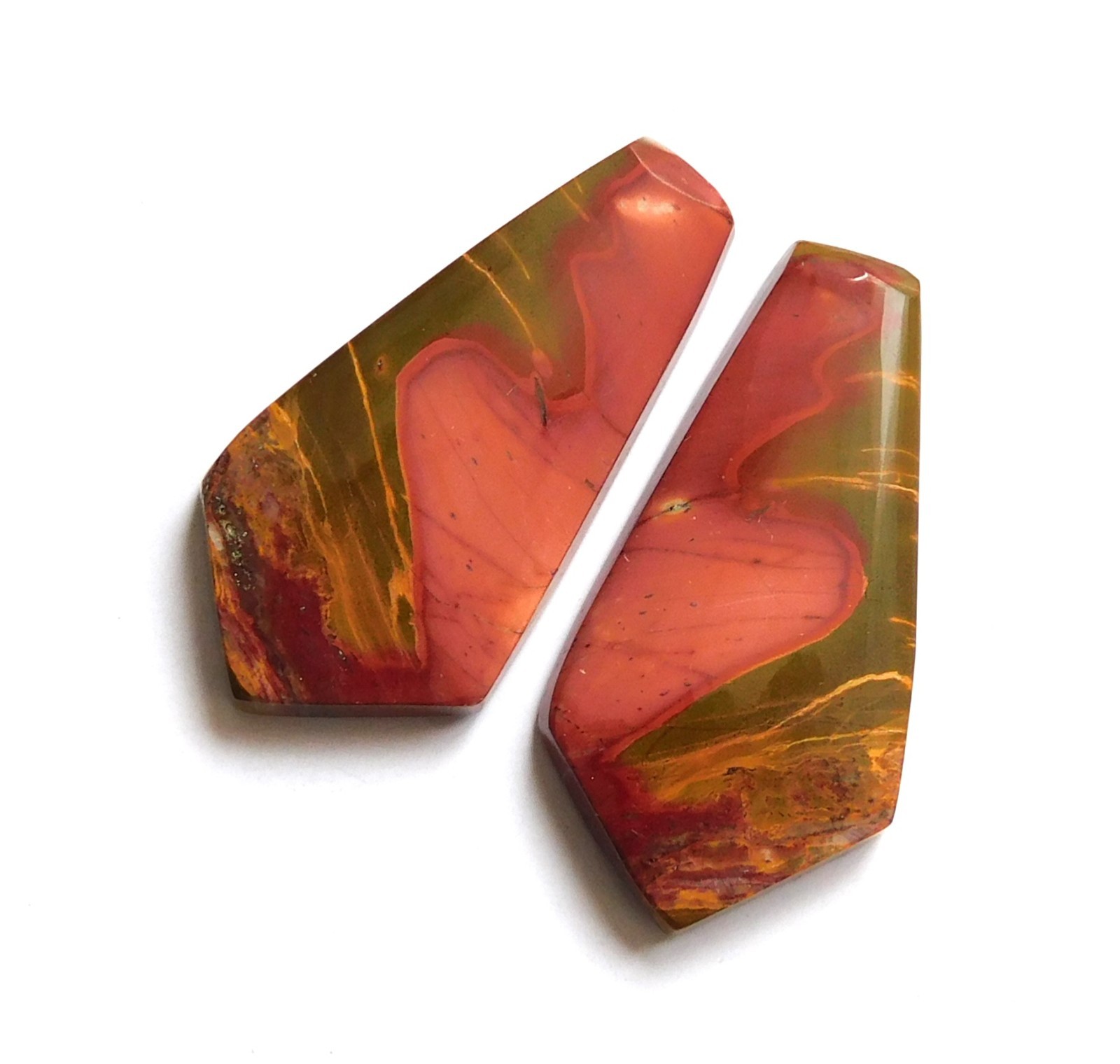 28.40Cts Natural Cherry creek Jasper(29.6mmx15.2mm each)Cabochon Match Pair YA34