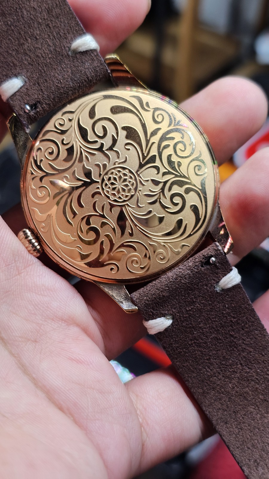 Tevise Raksa Duke T890DF Mechanical Watch 3D Koi Fish Dial, With New Suede Strap