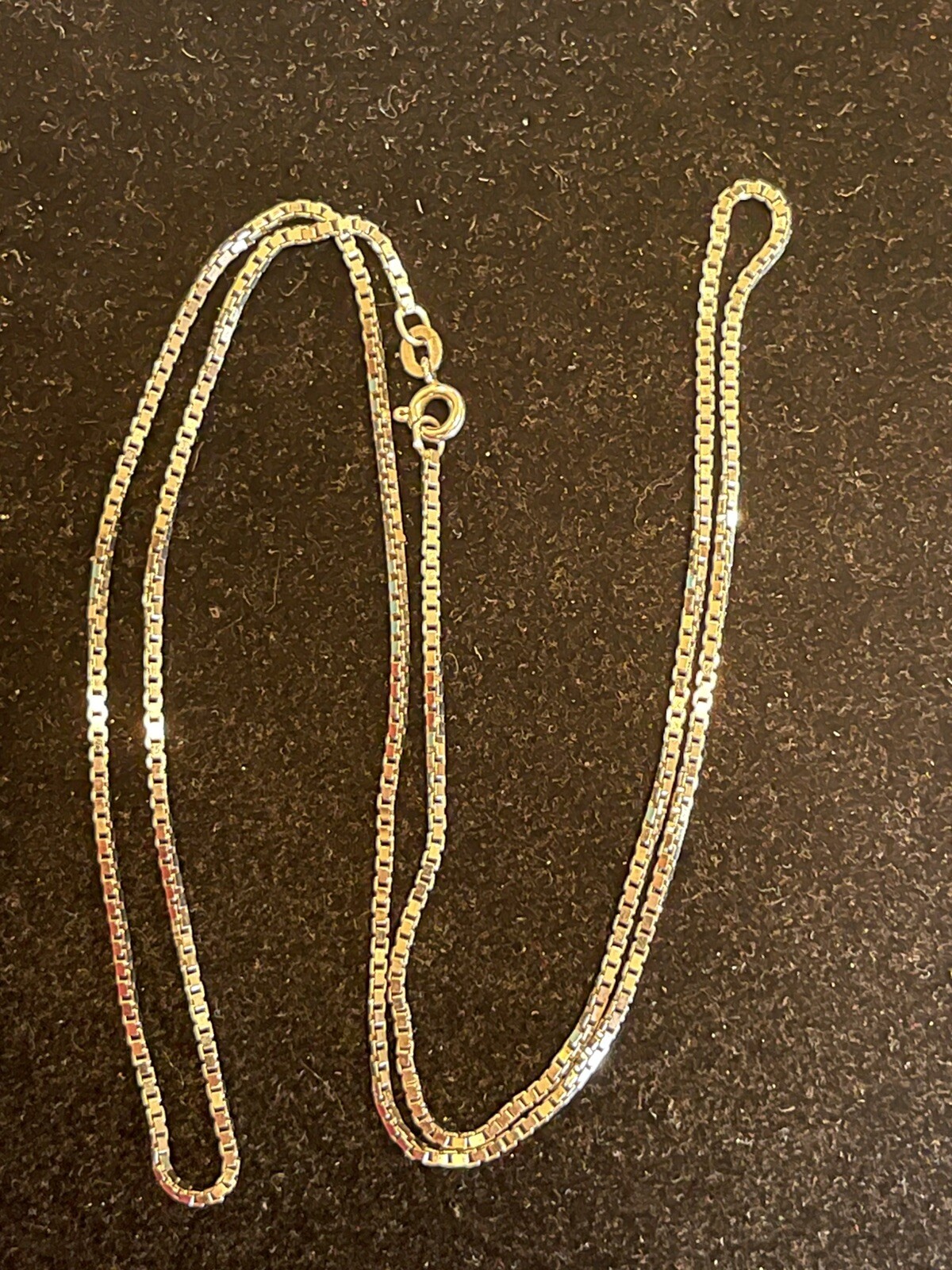 18k Necklace MARKED 750 WHITE GOLD 23″ BOX CHAIN Jewelry 9.45g Vintage