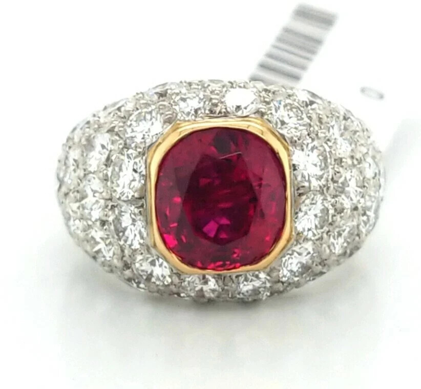 Certified Natural 4.82ct Oval Red Ruby 14K Yellow Gold Ring Women Fine Jewelry