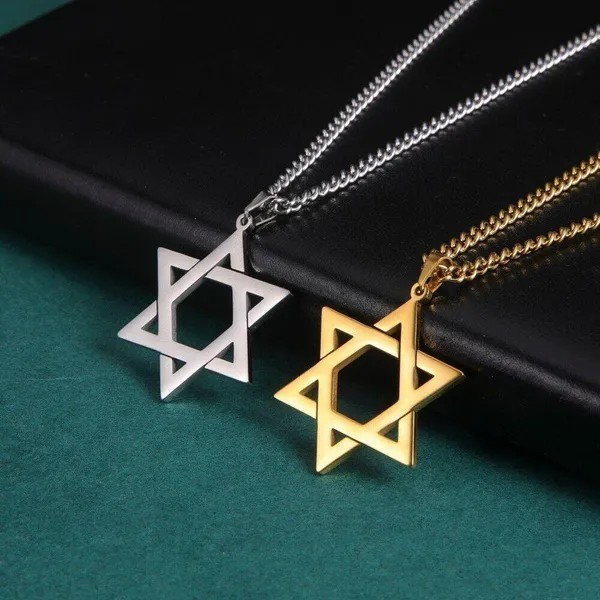 Star of David Necklace Jewish Hexagram Pendant Stainless Steel Unisex