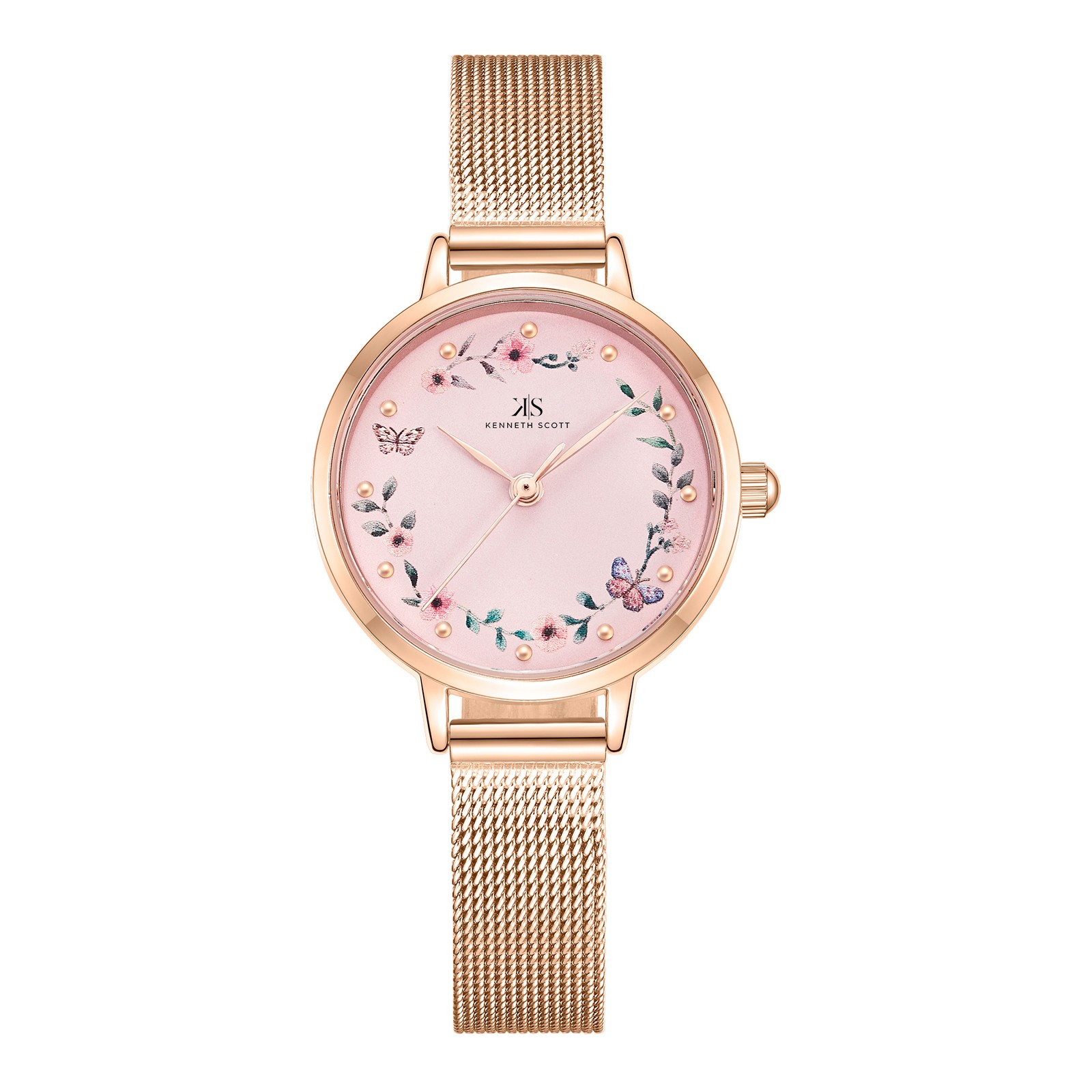 Kenneth Scott Women’s Analog Watch | Pink Dial, 28mm, 30 m (3 ATM)
