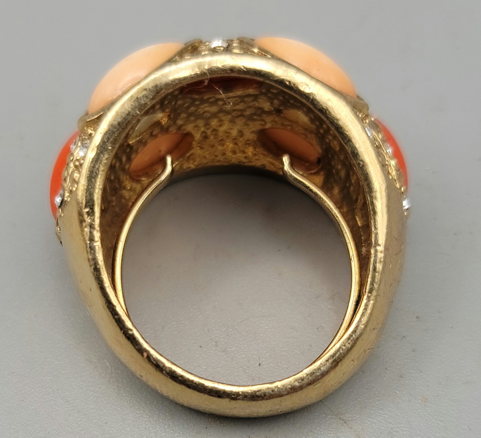 80s VTG Hollywood Glam Landau Signed Rhinestone Ring Chunky Cocktail Adjustable