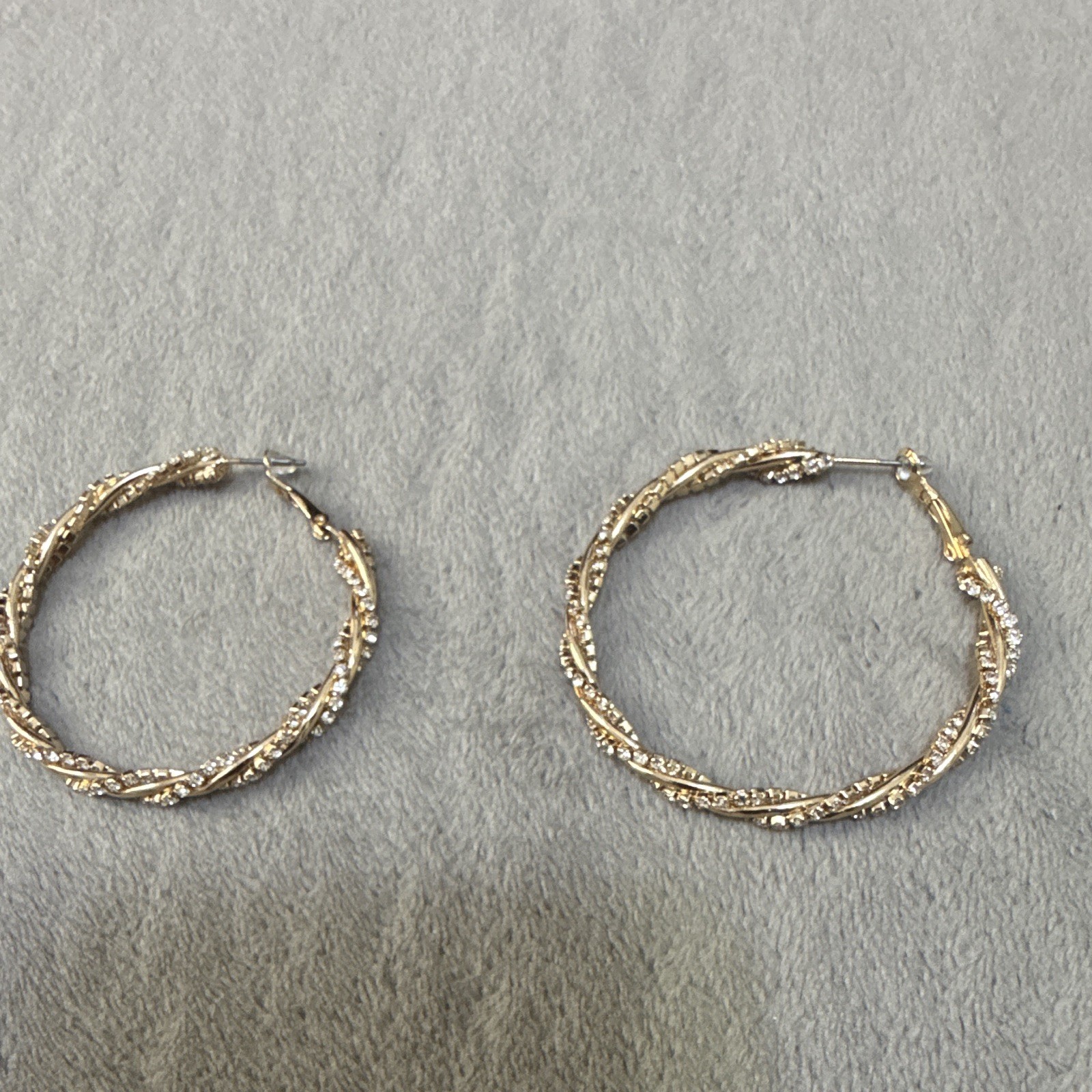 Spiral Hoop Earrings Gold Tone Twisted Hoop Earrings With Crystal Embellishments