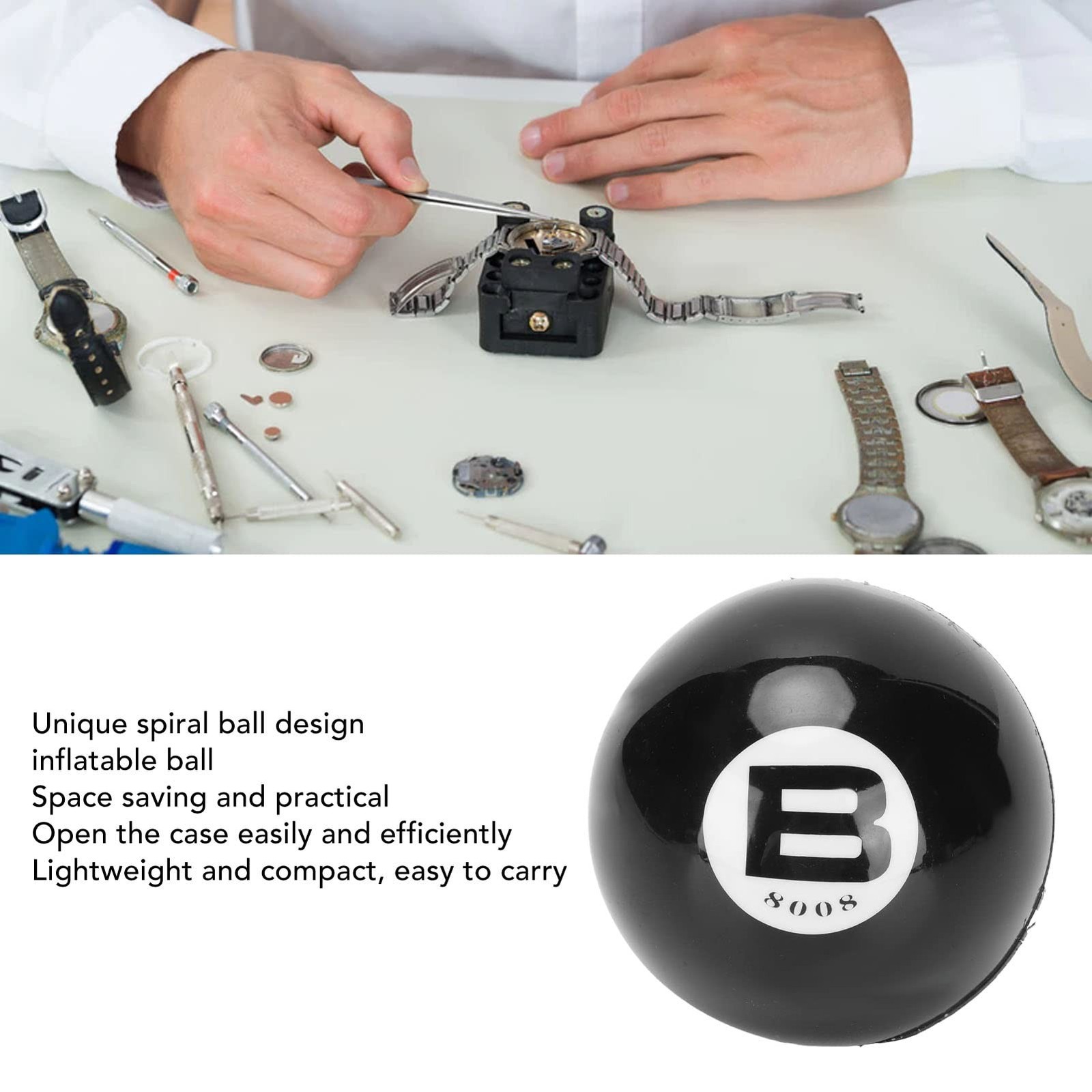 Watch Ball Opener, Easy Use 2.8in Dia Rubber Back Cover Opener Ball Inflatabl…