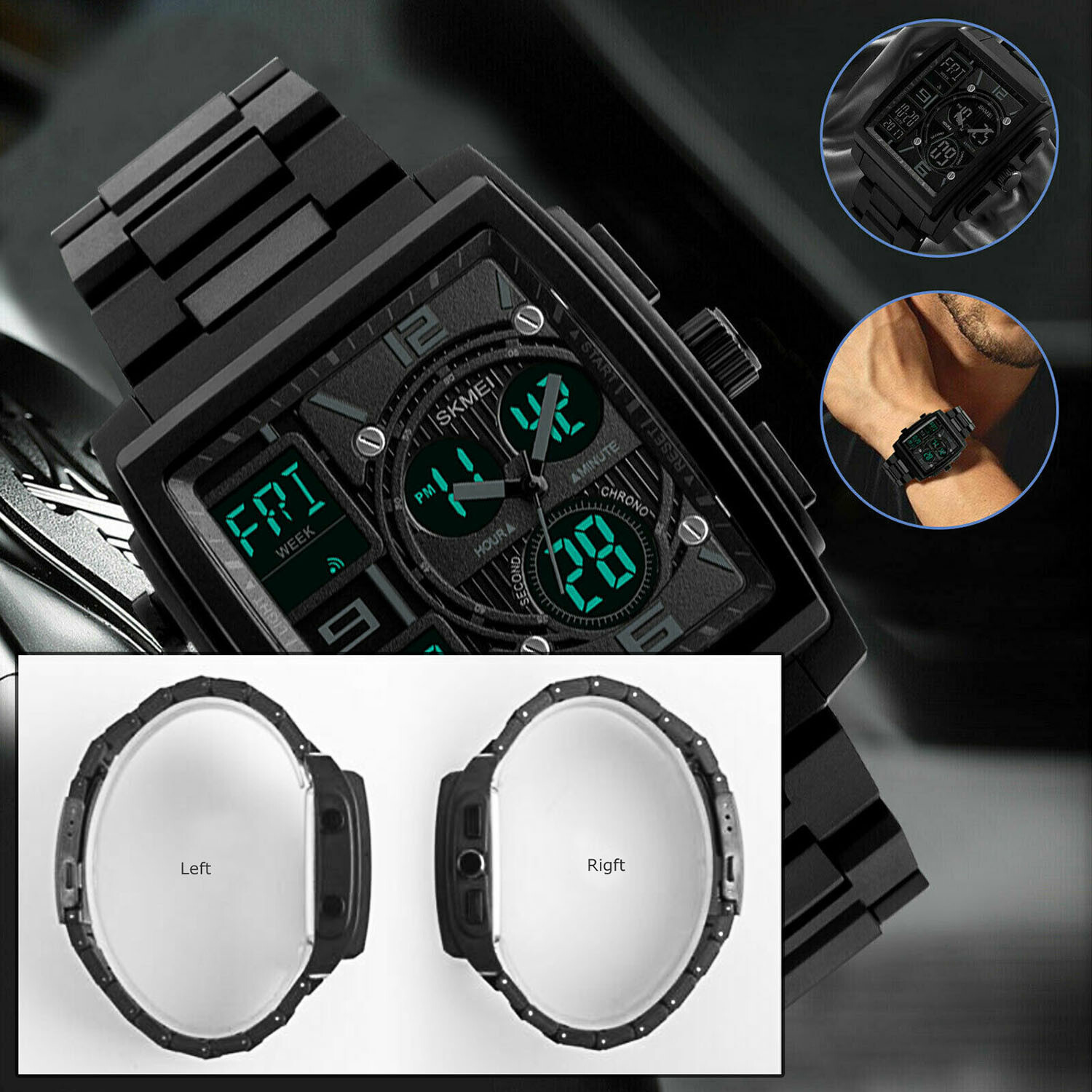 Men’s Digital Army Military Sport Quartz Analog Chronograph Waterproof Watch