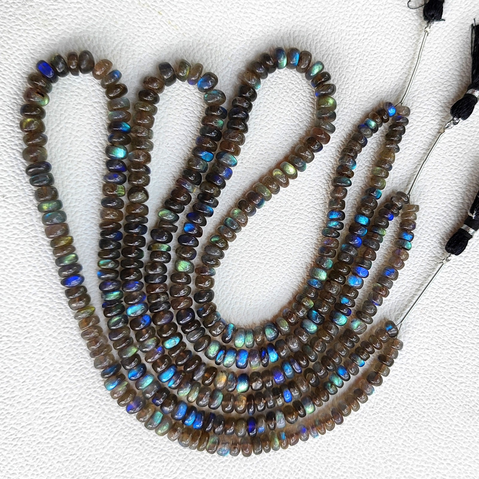 6-7mm Smooth Rondelle Labradorite Rainbow Fire 16.5″ Strand Beads India Gems