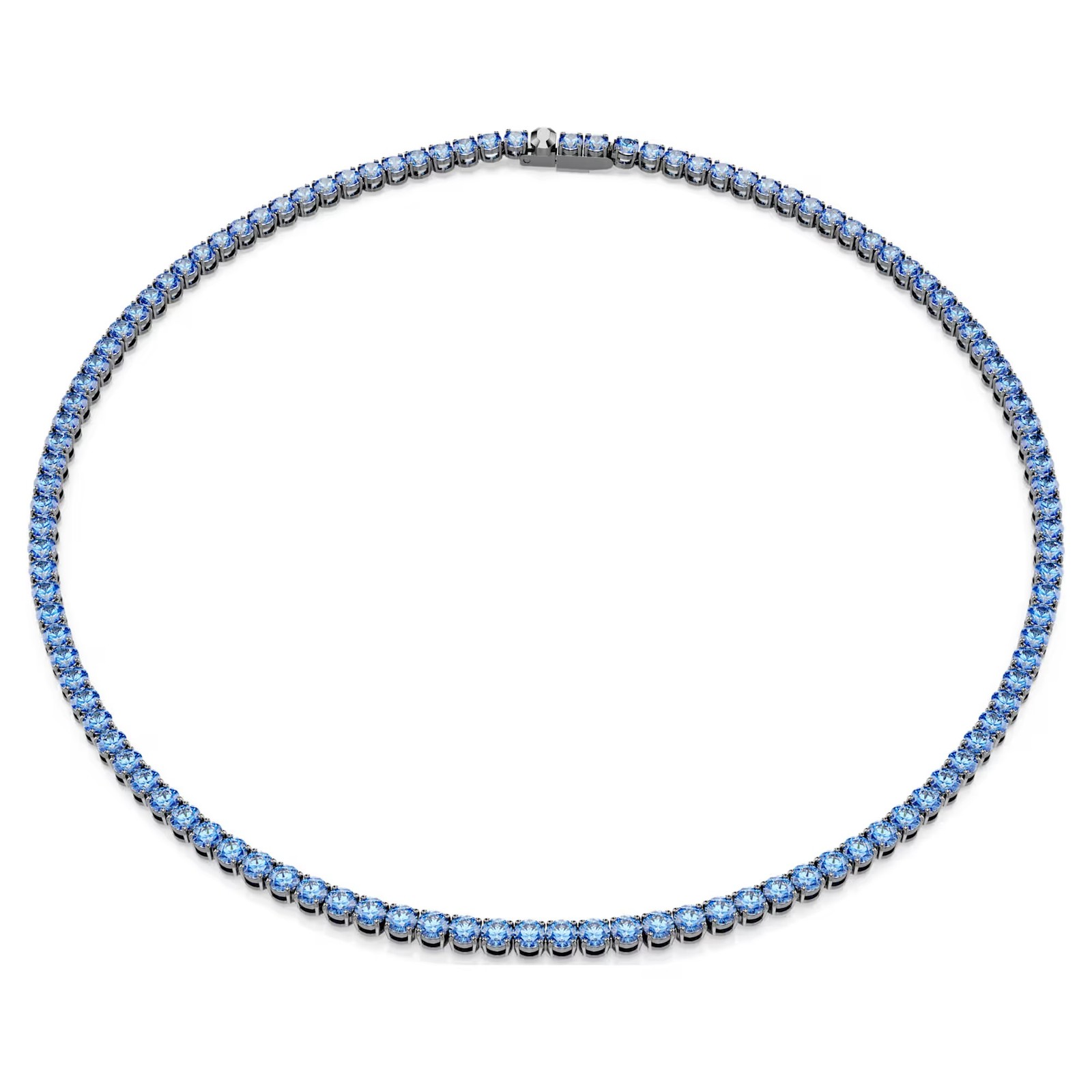 Swarovski Matrix Tennis Necklace, Round Cut, Blue, Ruthenium Plated 5743450