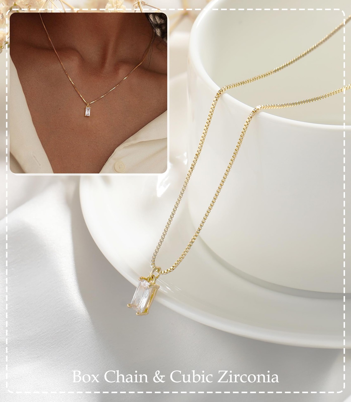 FUNEIA April Necklaces for Women Gold 40 cm (length), 04. April(Diamond)