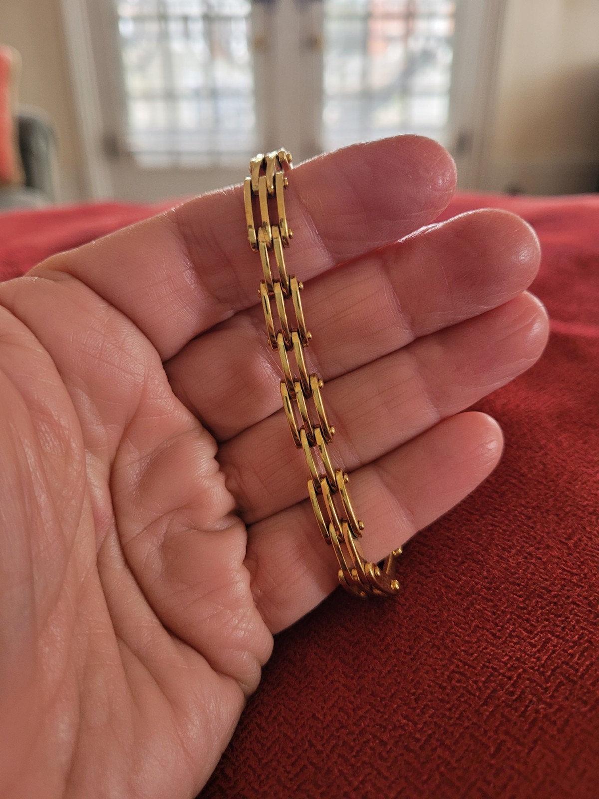 Vintage Goldtone Bicycle Chain Bracelet 7.5″