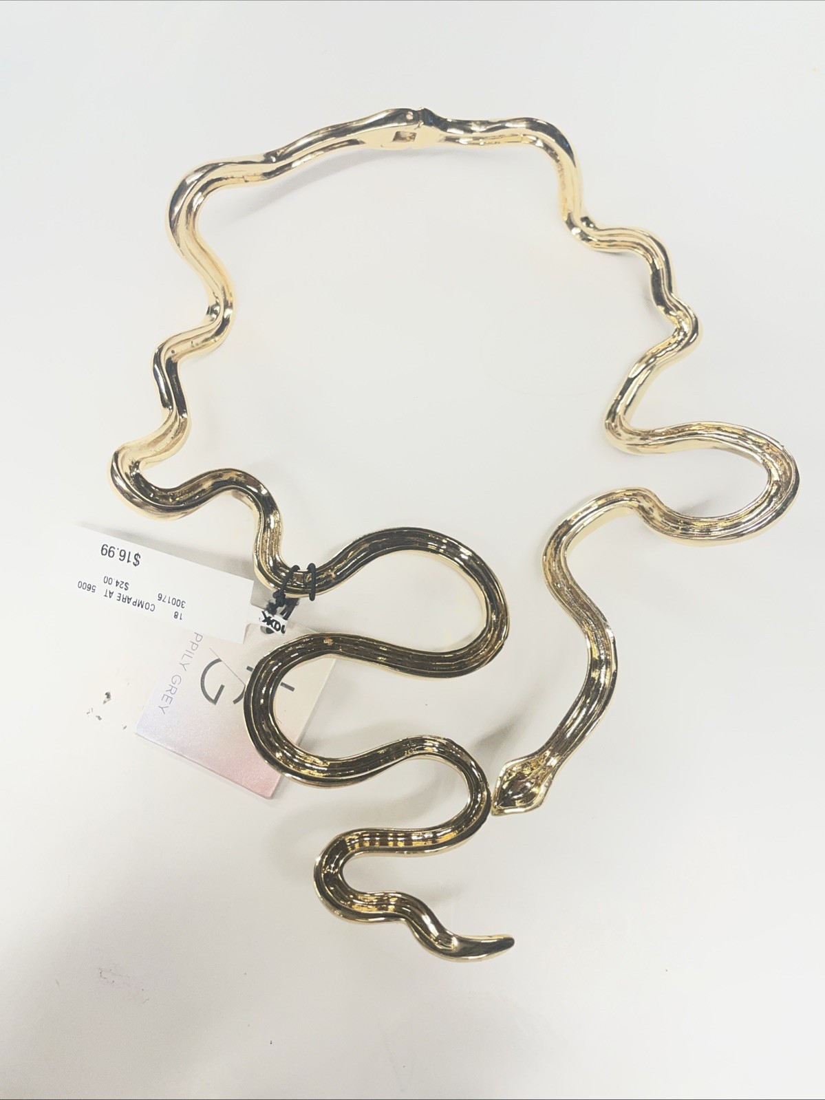 SNAKE COBRA NECKLACE GOLD TONE HEAVY STATEMENT PIECE 8″ X 5″ – 114g