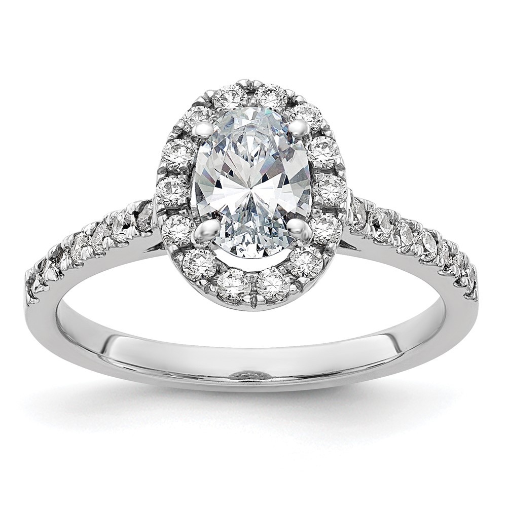 14k White Gold 1 1/3ct. Oval Cut Halo Moissanite Engagement Ring Size 8