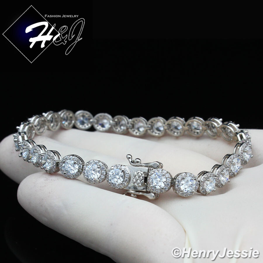 BLING CUBIC ZIRCONIA 7″X5MM GOLD/SILVER/PINK PLATED 1 ROW LINK CHAIN BRACELET*B7