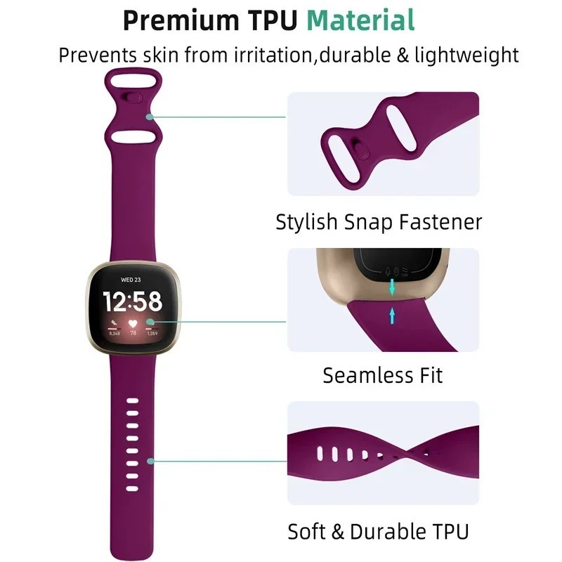 For Fitbit Versa 3/4/Sense Silicone Strap Wristband Replacement Watch Band Sport