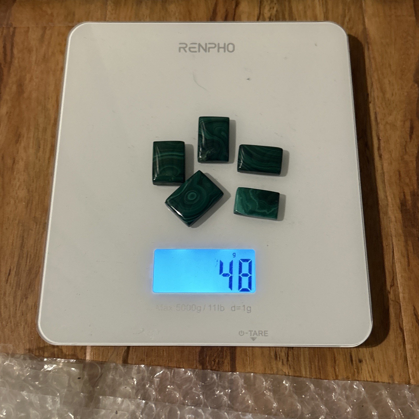 5 Malachite Smooth Cabochon Gemstones – Natural Jewelry Making Pendants