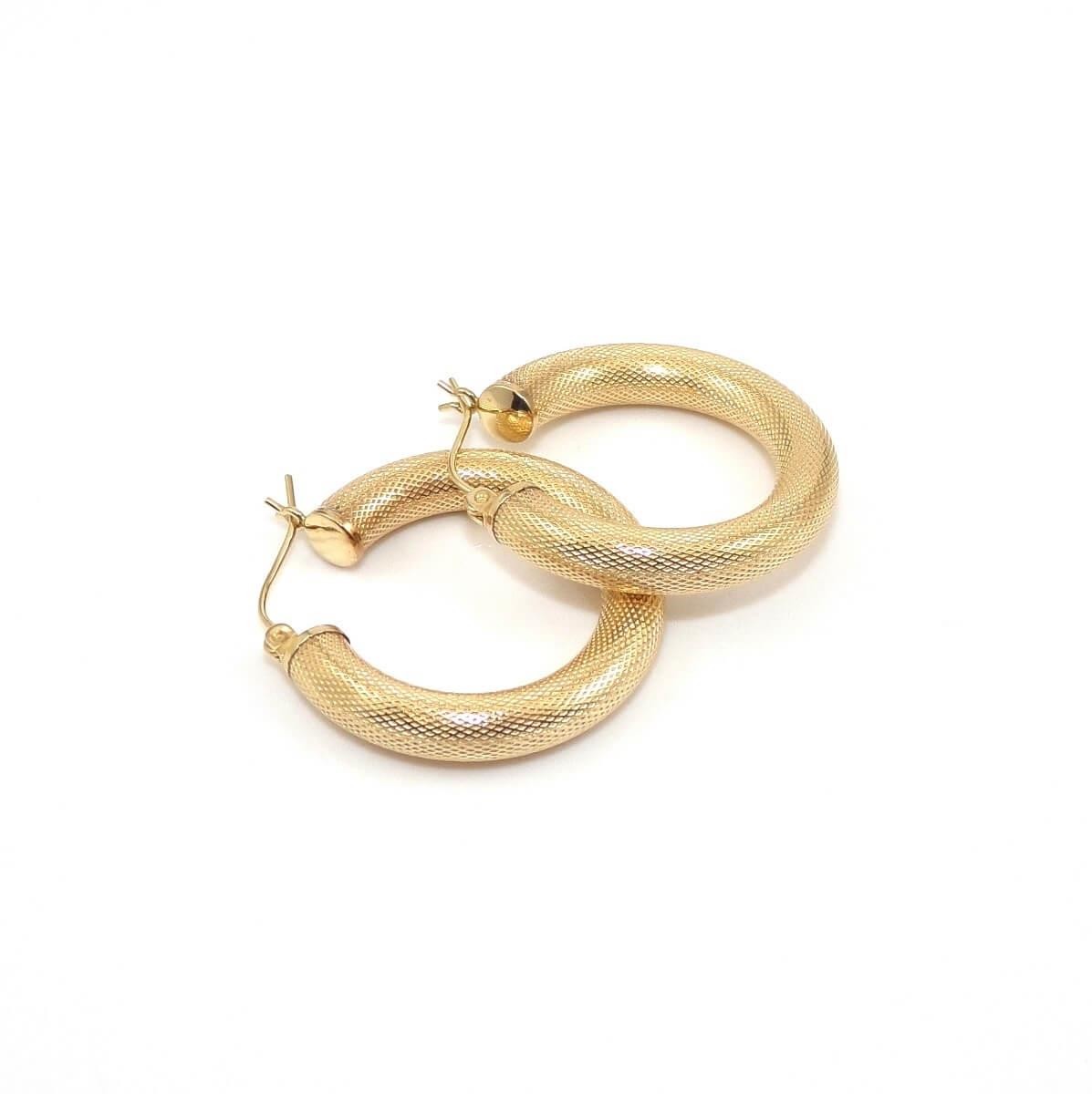 14K Yellow Gold Round Circle Tube Hoop Earrings