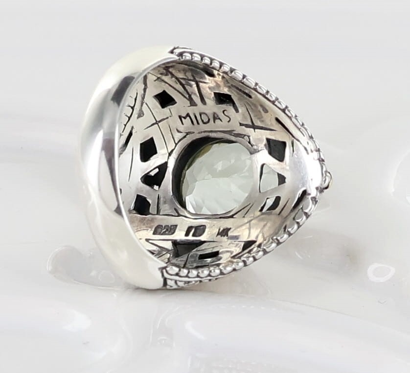 MIDAS STERLING SILVER & 14K YELLOW GOLD PERIDOT RING
