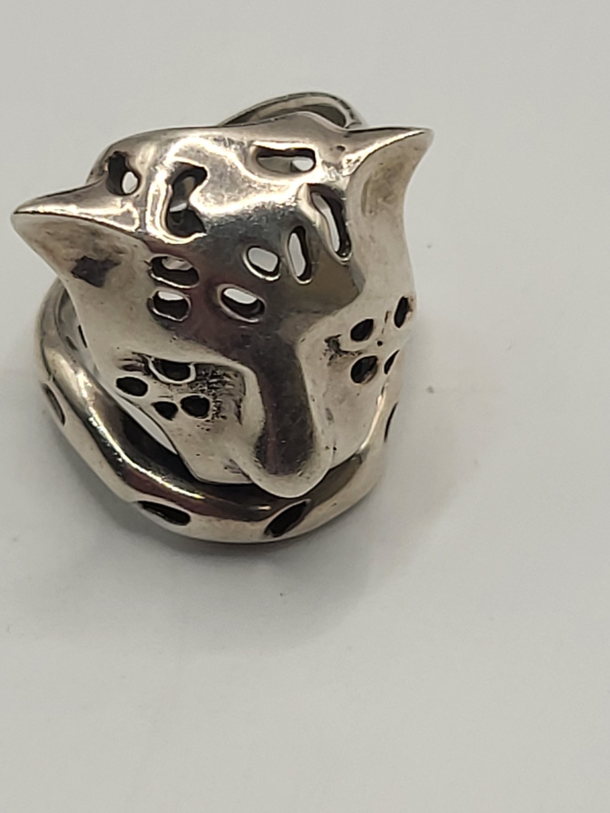 EMILIA CASTILLO Mexican Sterling Silver Jaguar Cat Ring Size 6.5 Signed 16 Grams