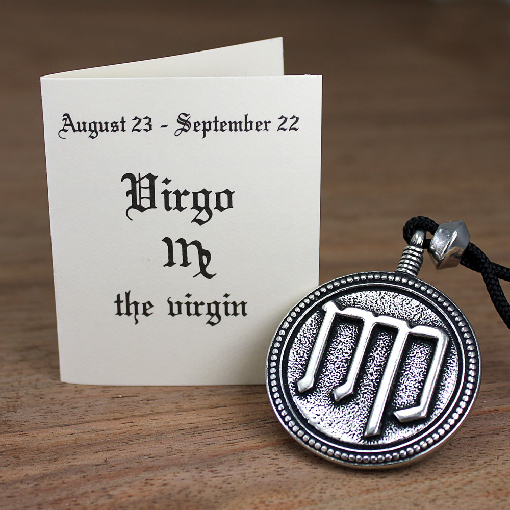 Virgo Zodiac Pendant Astrology Necklace Horoscope Pewter Talisman Jewelry