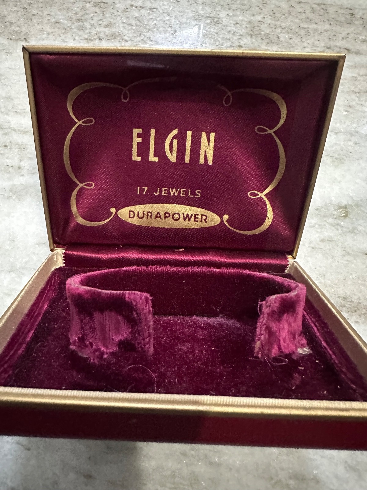 Vintage Elgin 17 jewels dura power gold tone wrist watch with original case