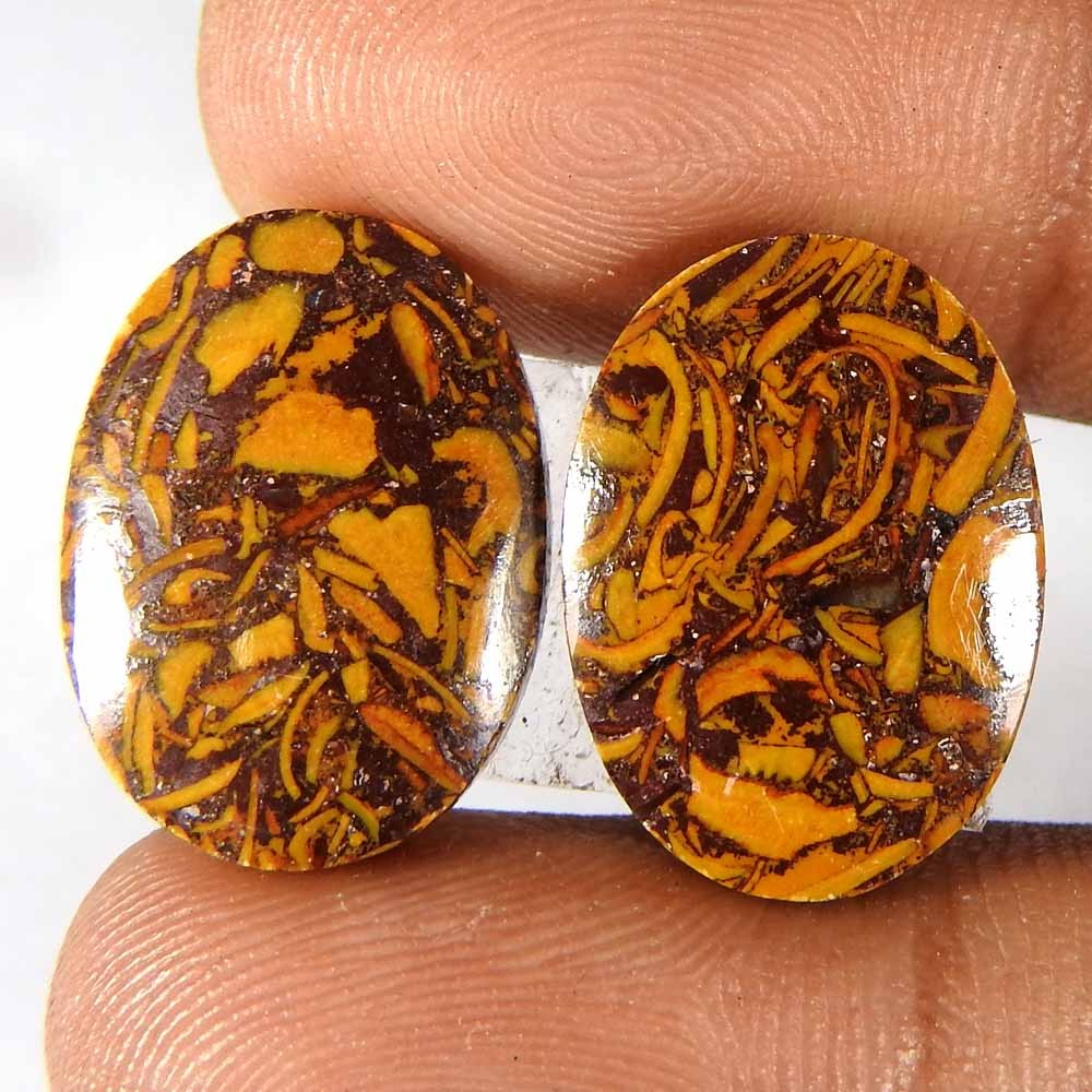18.95Cts100%Natural Best Grade Mariam Jasper Oval Pair Cabochon Gemstone