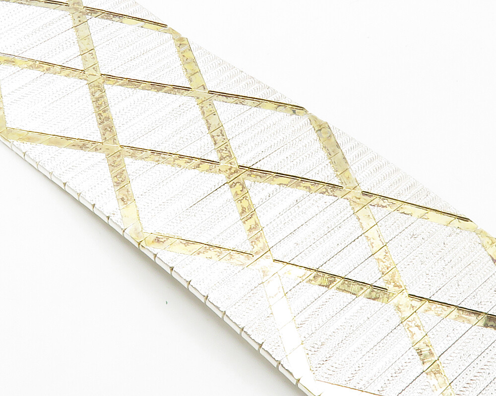 925 Sterling Silver Shiny 2 Tone Diamond Shape Pattern Chain Bracelet BT5583