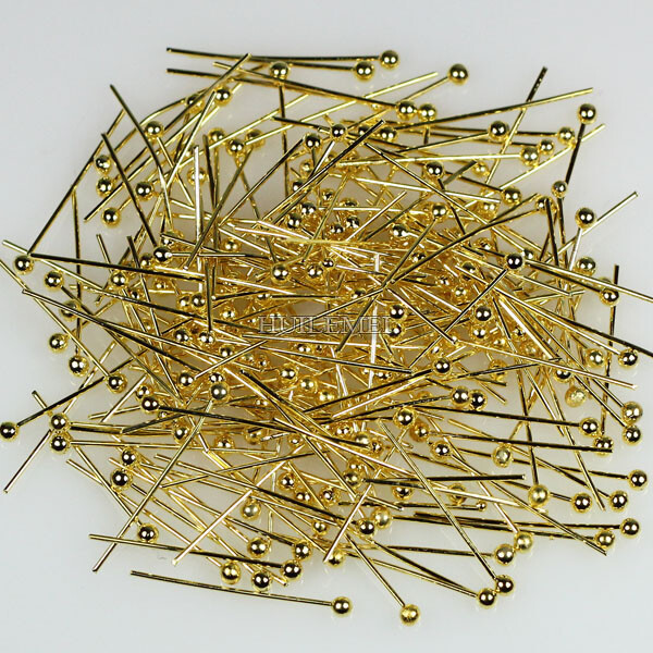 1000pcs/lot Silver/Gold Plated Copper Ball Head Pins Findings 18/20/22/25/30mm